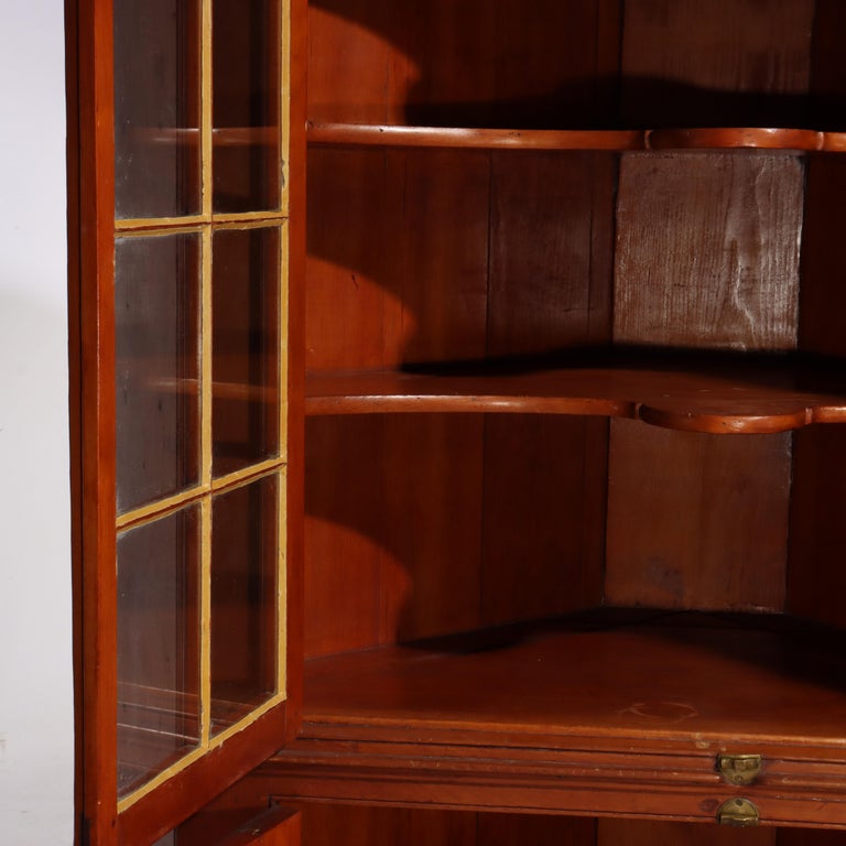 Antique Boston Federal Mahogany Two-Door Four-Drawer Linen Press c1850