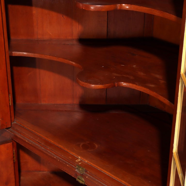 Antique Boston Federal Mahogany Two-Door Four-Drawer Linen Press c1850