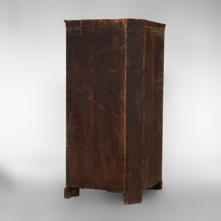 Antique Boston Federal Mahogany Two-Door Four-Drawer Linen Press c1850