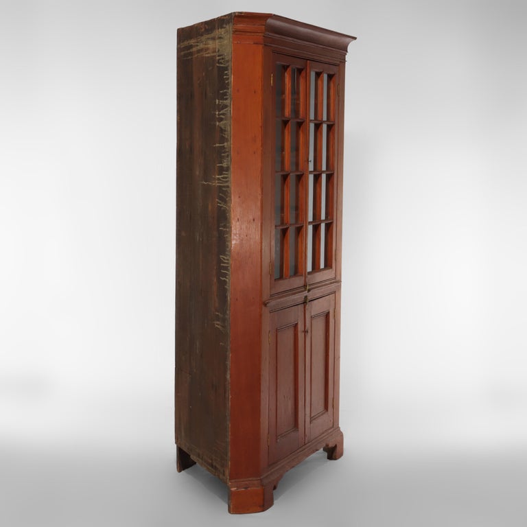 Antique Boston Federal Mahogany Two-Door Four-Drawer Linen Press c1850