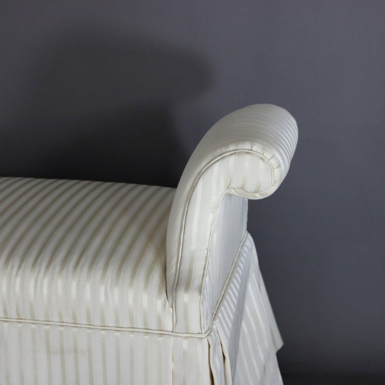 French Louis XV Style Scroll Arm & Skirted Boudoir Bench 20thC