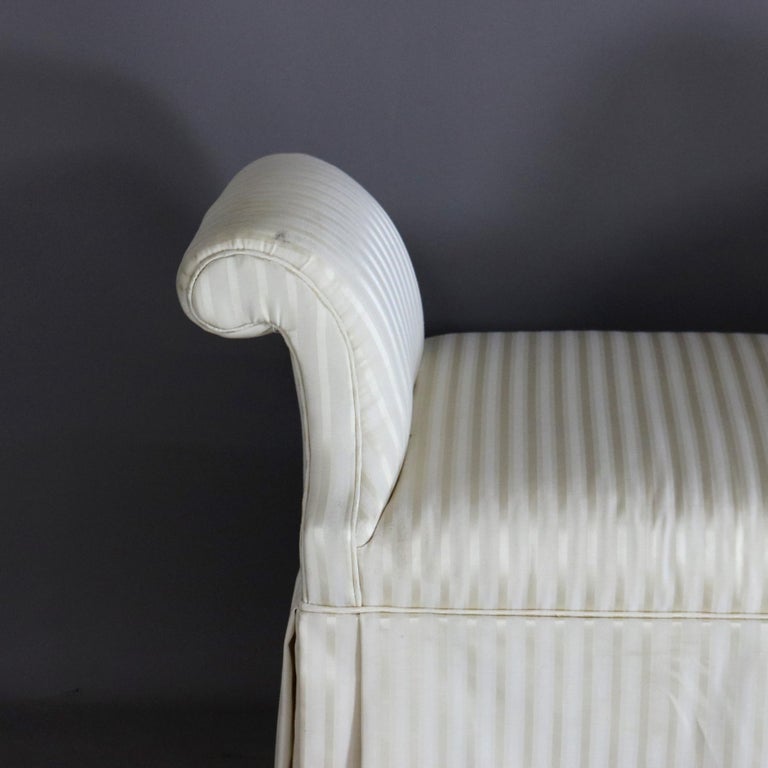French Louis XV Style Scroll Arm & Skirted Boudoir Bench 20thC