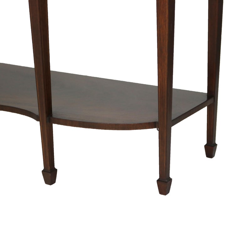 Antique Hepplewhite Style Flame Mahogany Serpentine Sideboard With Brass Rail