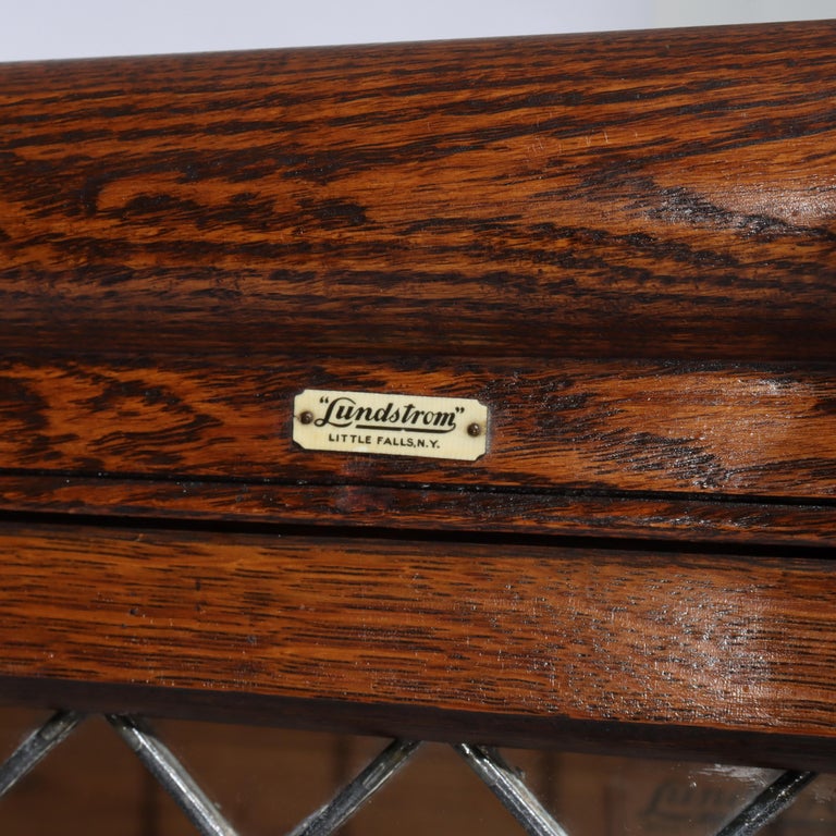Lundstrom Arts & Crafts Mission Oak & Leaded Glass Barrister Bookcase C1920