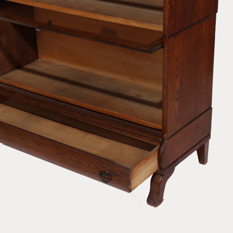 Lundstrom Arts & Crafts Mission Oak & Leaded Glass Barrister Bookcase C1920