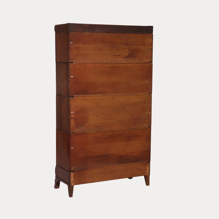 Lundstrom Arts & Crafts Mission Oak & Leaded Glass Barrister Bookcase C1920