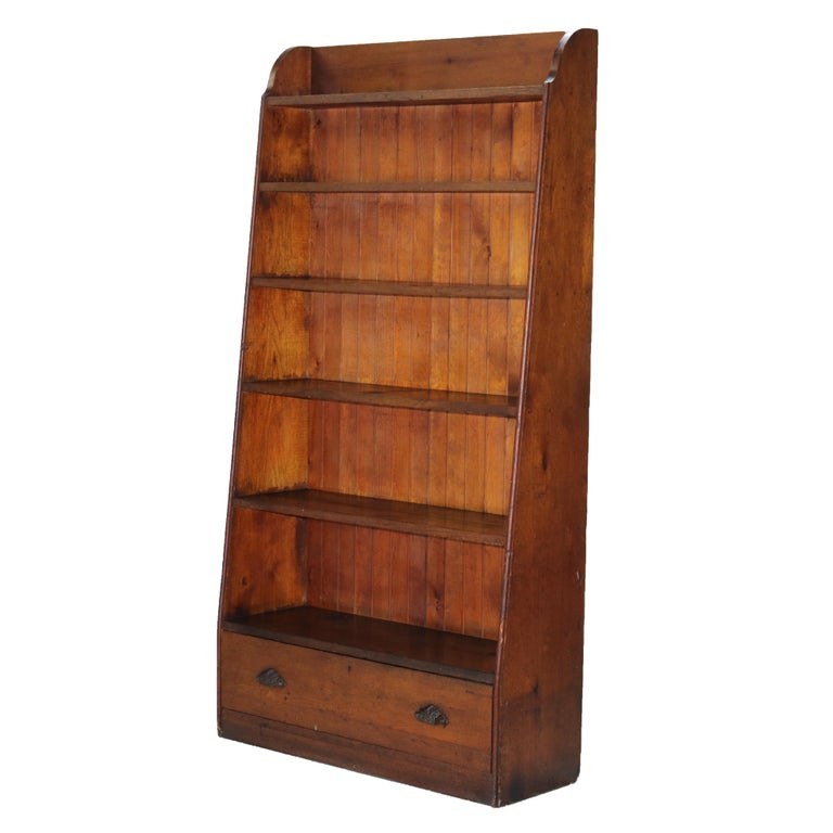 Antique Country Store Walnut & Oak Display Rack with Drawer c1900