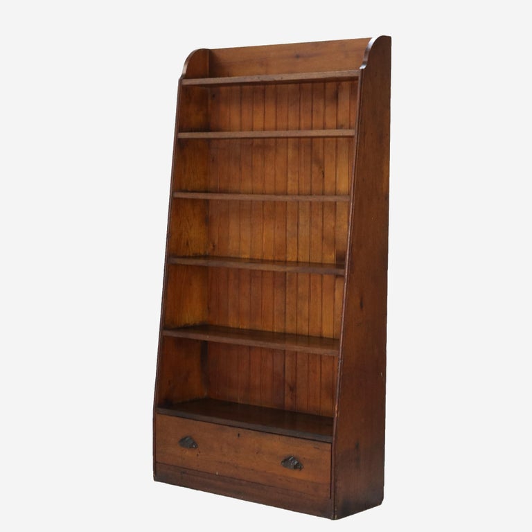 Antique Country Store Walnut & Oak Display Rack with Drawer c1900