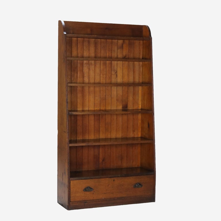 Antique Country Store Walnut & Oak Display Rack with Drawer c1900