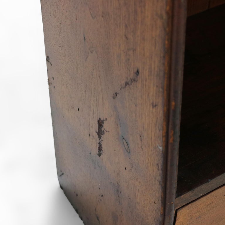Antique Country Store Walnut & Oak Display Rack with Drawer c1900