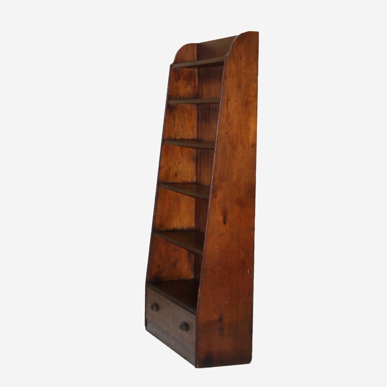 Antique Country Store Walnut & Oak Display Rack with Drawer c1900