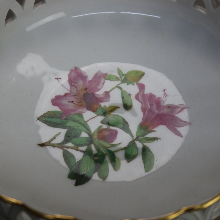 Three Antique English Hand Painted & Gilt Porcelain Footed Compotes C1890