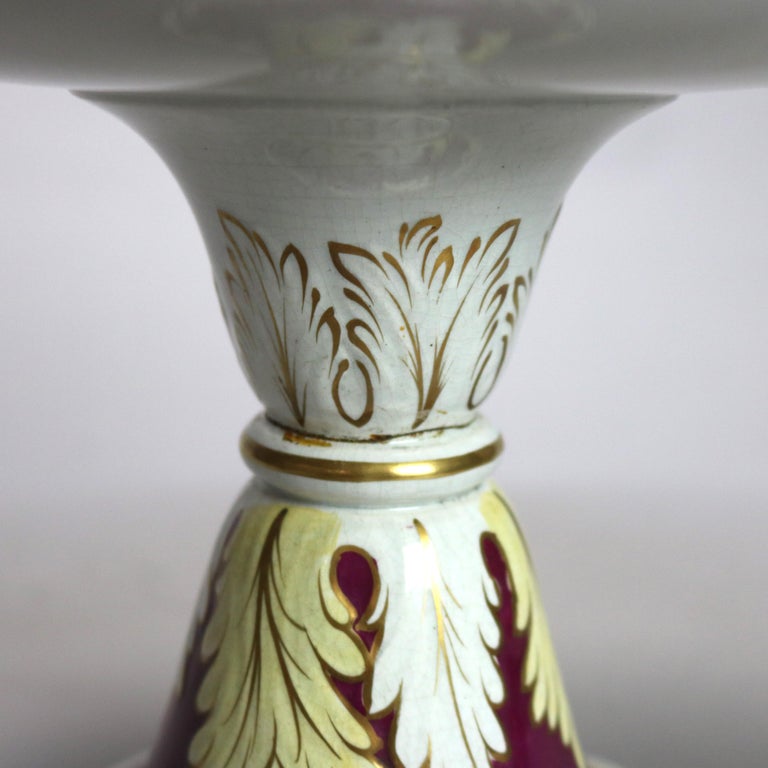 Three Antique English Hand Painted & Gilt Porcelain Footed Compotes C1890