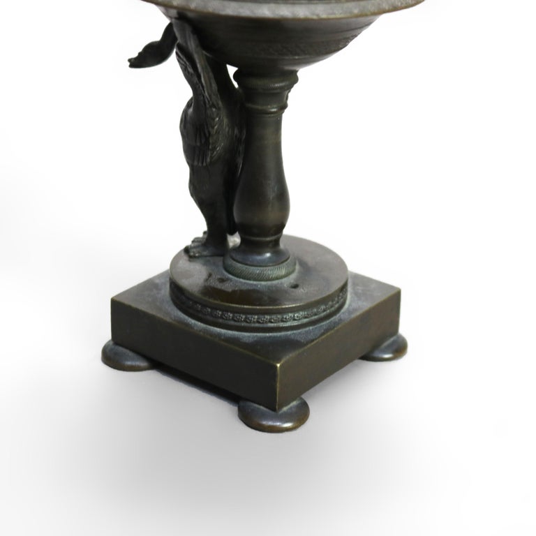 Antique Neoclassical Bronze Figural Sensor with Dolphin & Swan C1890