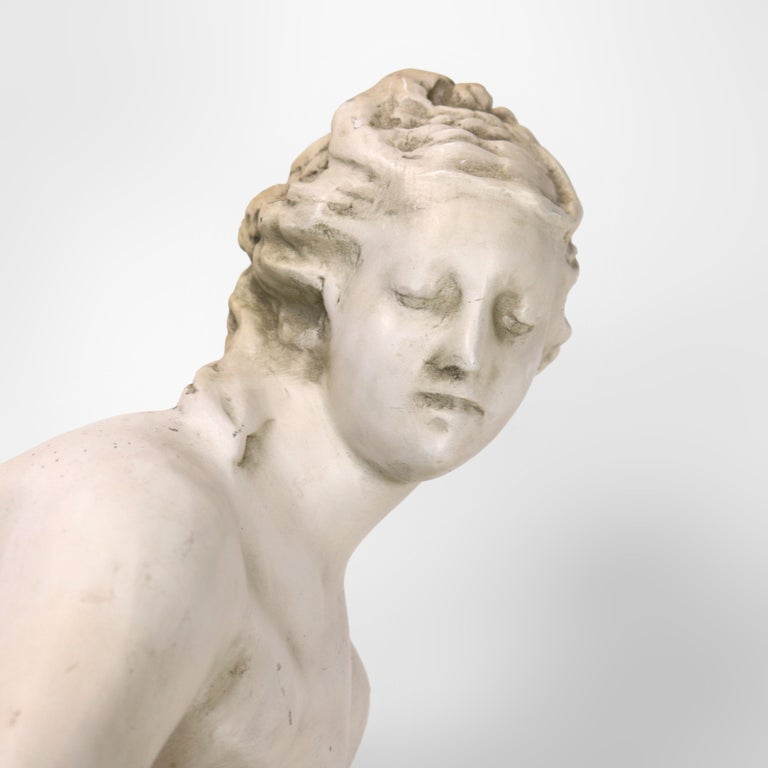 Antique Neoclassical 34” Plaster Sculpture of a Nude Woman C1920