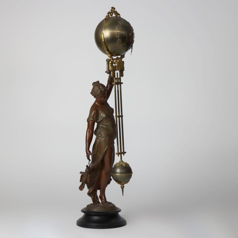 Antique Ansonia Neoclassical Figural Swinging Ball Mystery Clock C1890