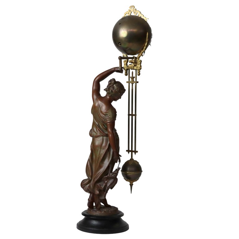 Antique Ansonia Neoclassical Figural Swinging Ball Mystery Clock C1890