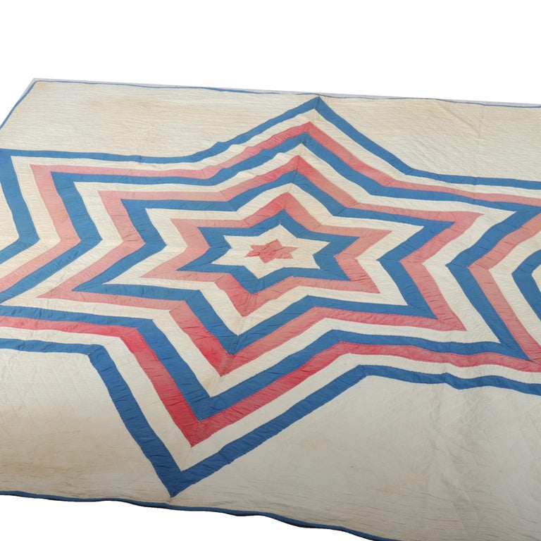 Antique Dianna’s Star Pattern Hand Sewn Quilt C1900