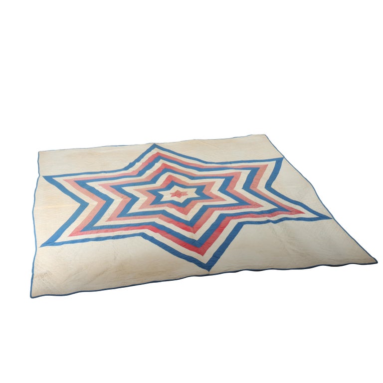 Antique Dianna’s Star Pattern Hand Sewn Quilt C1900
