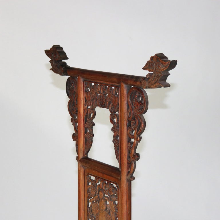 Antique Chinese Carved Rosewood Wash Stand with Elephant & Figure C1920