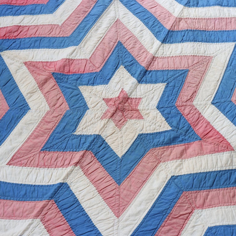 Antique Dianna’s Star Pattern Hand Sewn Quilt C1900