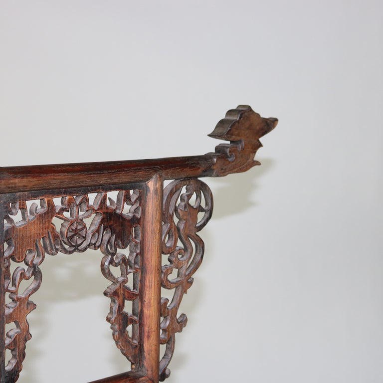 Antique Chinese Carved Rosewood Wash Stand with Elephant & Figure C1920