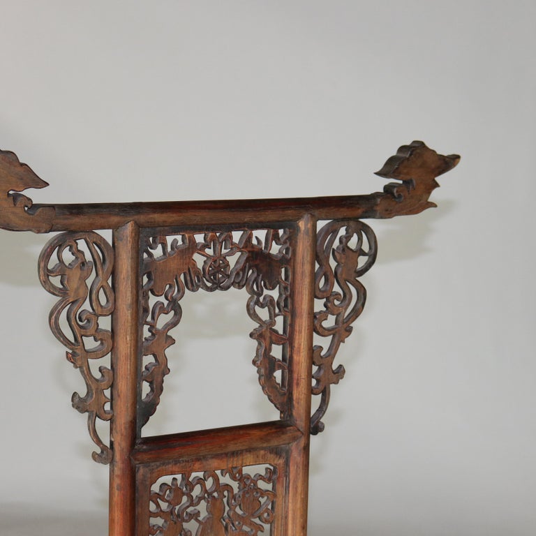 Antique Chinese Carved Rosewood Wash Stand with Elephant & Figure C1920