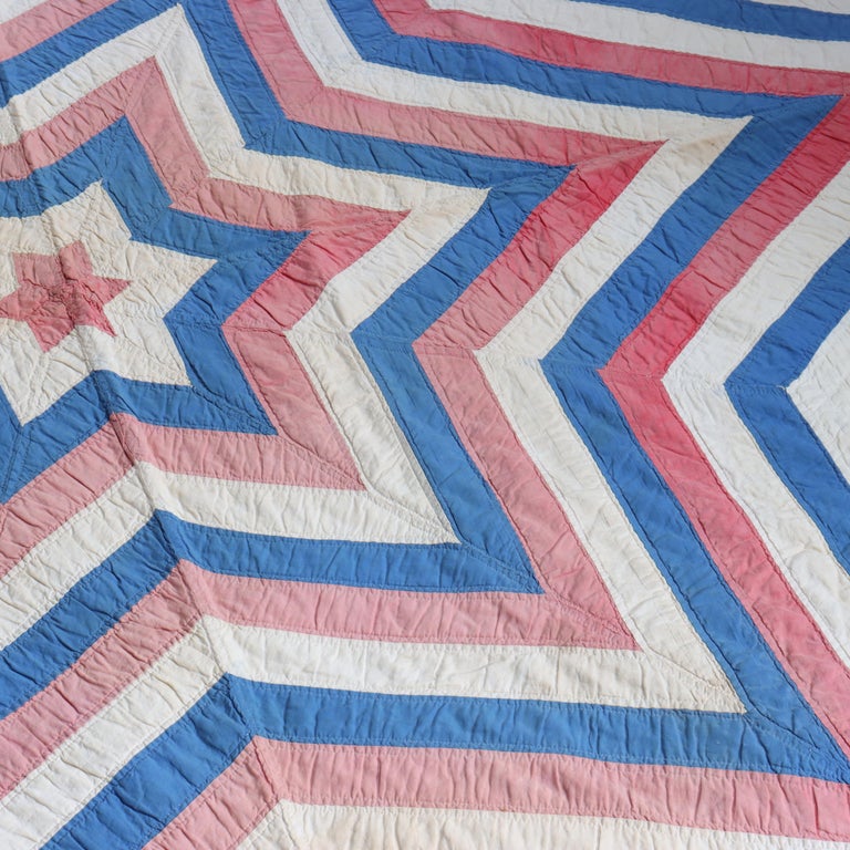 Antique Dianna’s Star Pattern Hand Sewn Quilt C1900