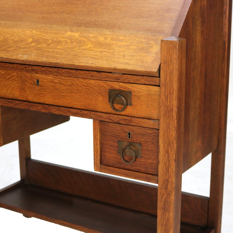 Arts & Crafts Honeoye Falls Furniture Co. Oak Drop Front Desk C1920