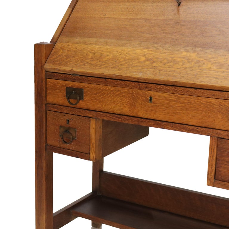 Arts & Crafts Honeoye Falls Furniture Co. Oak Drop Front Desk C1920