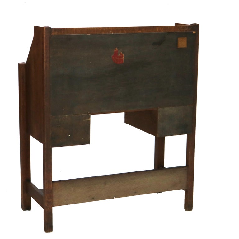 Arts & Crafts Honeoye Falls Furniture Co. Oak Drop Front Desk C1920