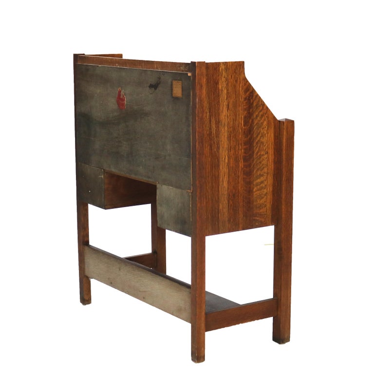 Arts & Crafts Honeoye Falls Furniture Co. Oak Drop Front Desk C1920