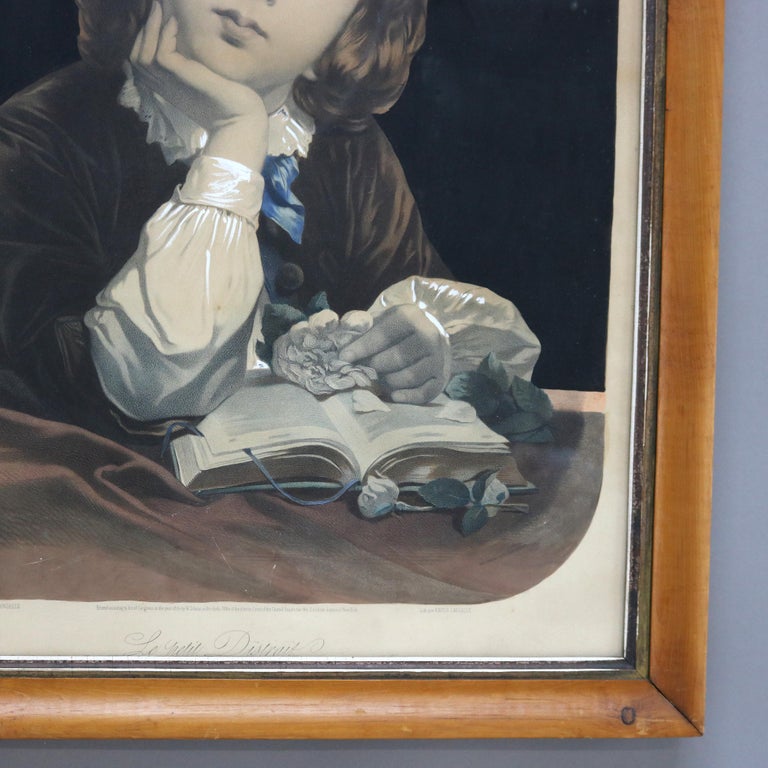 Late Victorian Lithograph of Girl & “Le Petit Distrait” Signed Emile Lassalle