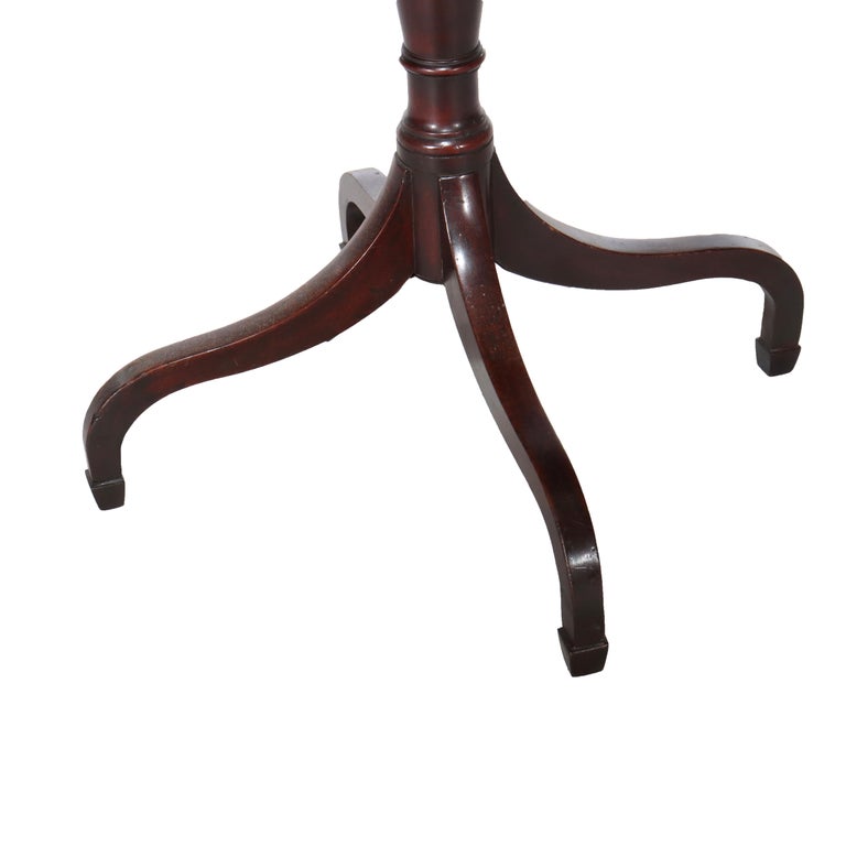 Antique Sheraton Federal Mahogany Spider Leg Lift-Top Sewing Stand c1820
