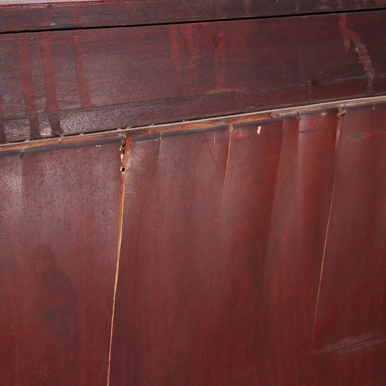 American Empire Flame Mahogany 90-Degree (RARE) Curved Glass China Cabinet c1890