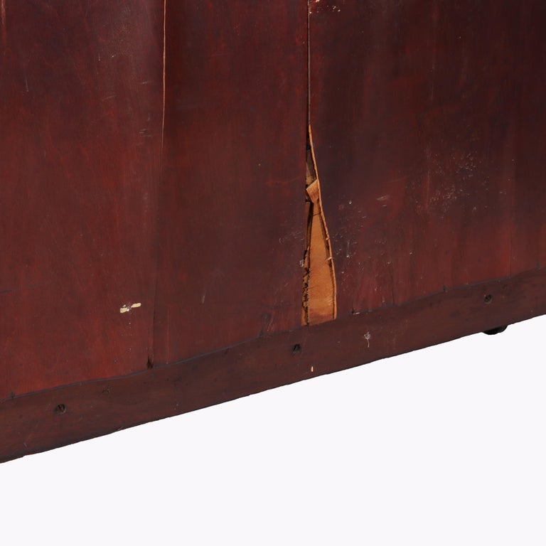 American Empire Flame Mahogany 90-Degree (RARE) Curved Glass China Cabinet c1890