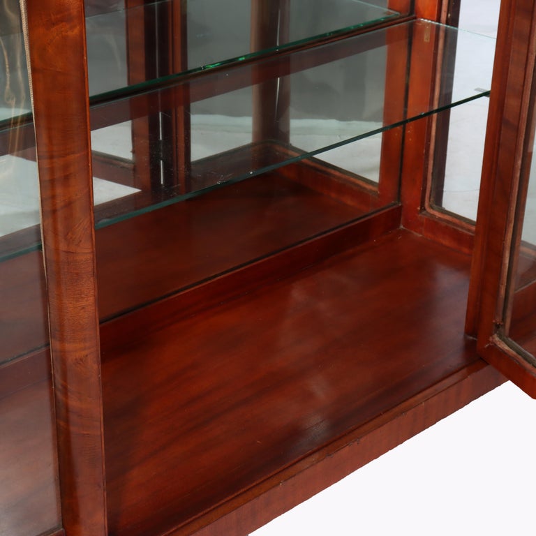 American Empire Flame Mahogany 90-Degree (RARE) Curved Glass China Cabinet c1890