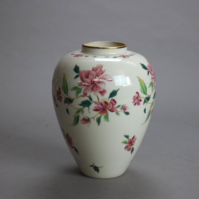 Antique Lenox Hand Painted & Gilt Floral Porcelain Vase C1930
