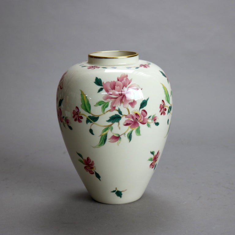 Antique Lenox Hand Painted & Gilt Floral Porcelain Vase C1930