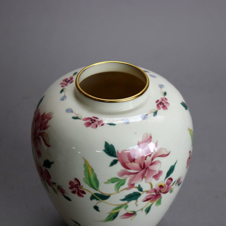 Antique Lenox Hand Painted & Gilt Floral Porcelain Vase C1930