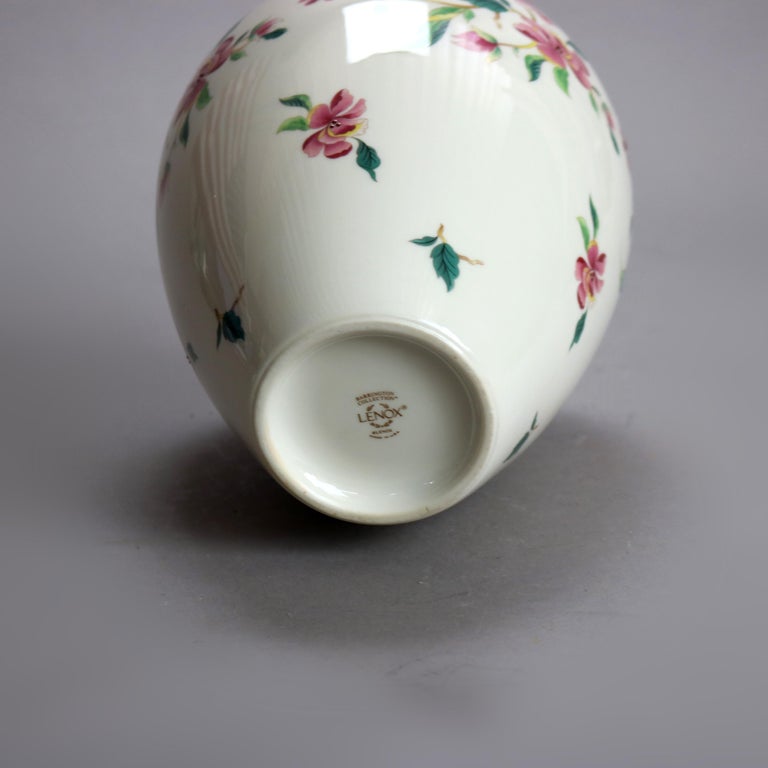 Antique Lenox Hand Painted & Gilt Floral Porcelain Vase C1930