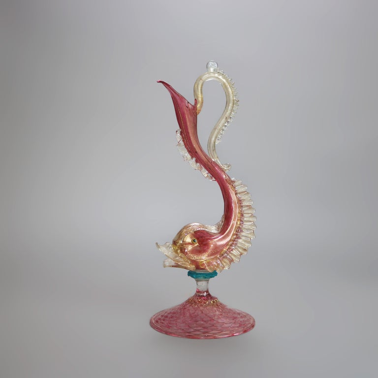 Antique Venetian Art Glass Figural Fish Vase C1920