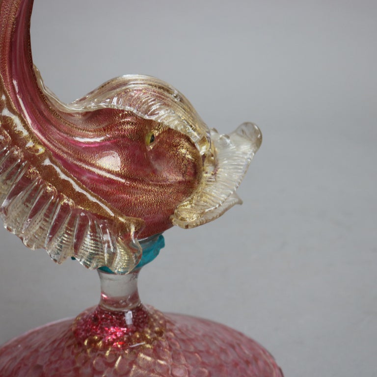 Antique Venetian Art Glass Figural Fish Vase C1920