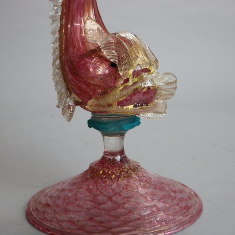 Antique Venetian Art Glass Figural Fish Vase C1920