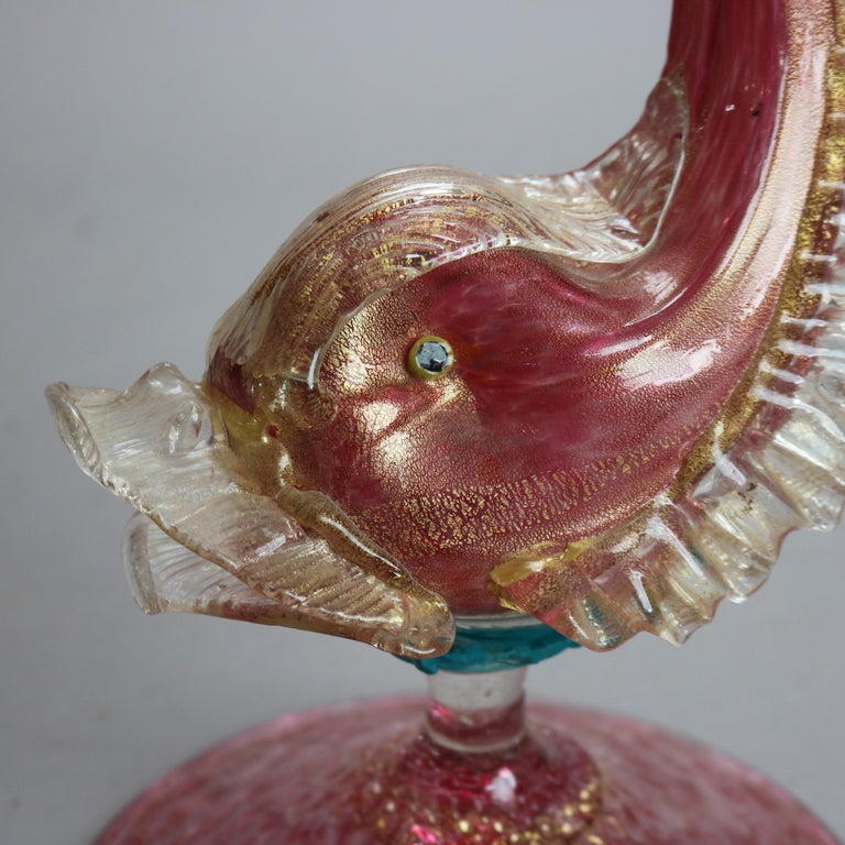 Antique Venetian Art Glass Figural Fish Vase C1920