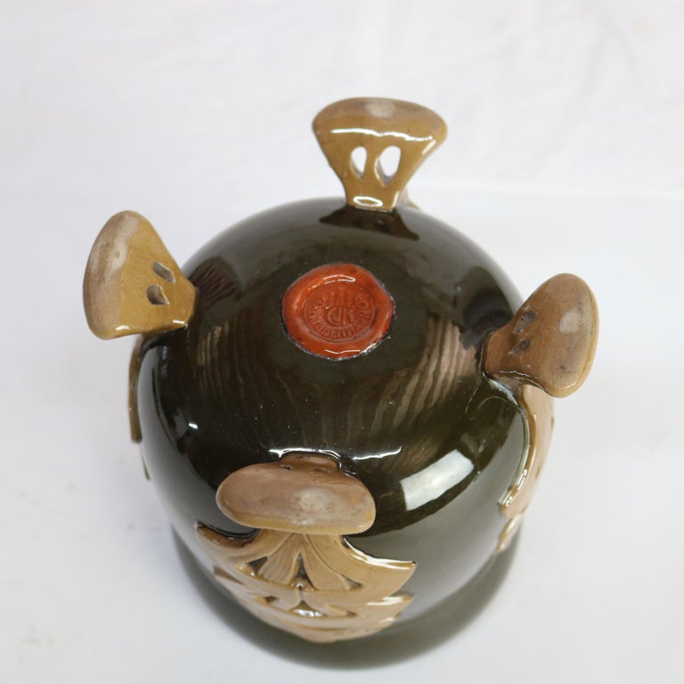 Antique Danish Art Nouveau Footed Pottery Vase Signed C1910
