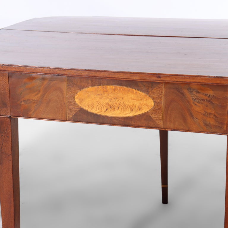 Antique Hepplewhite Mahogany Card Table With Inlaid Satinwood Rondelle c1820