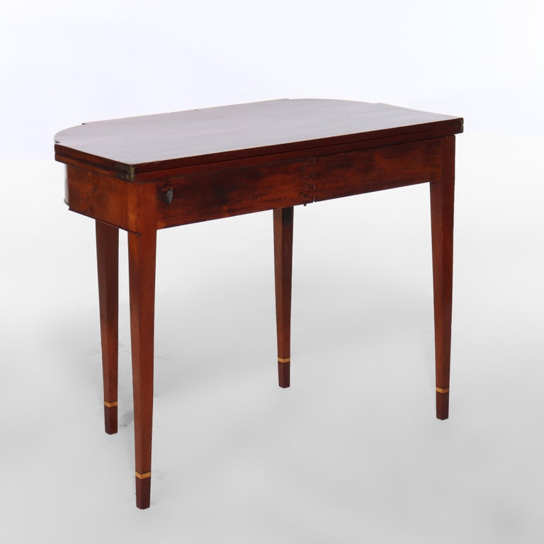 Antique Hepplewhite Mahogany Card Table With Inlaid Satinwood Rondelle c1820