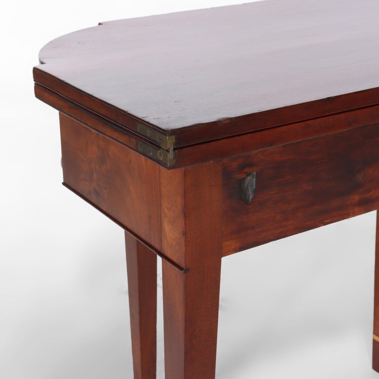 Antique Hepplewhite Mahogany Card Table With Inlaid Satinwood Rondelle c1820