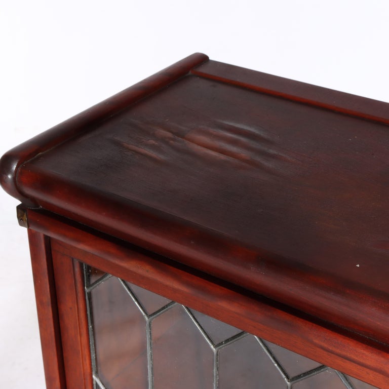 Globe Wernicke Arts & Crafts Mahogany & Leaded Glass Barrister Bookcase c1920